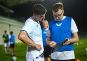 10 June 2023; Darragh Lenihan with Andrew Morrissey, STATSports analyst, during a Republic of Ireland training match at Calista Sports Centre in Antalya, Turkey. Photo by Stephen McCarthy/Sportsfile
