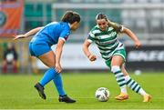 10 June 2023; Lia O'Leary of Shamrock Rovers in action against Rebecca Watkins of Peamount United during the SSE Airtricity Women's Premier Division match between Shamrock Rovers and Peamount United at Tallaght Stadium in Dublin. Photo by Seb Daly/Sportsfile
