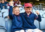 11 June 2023; Ronan, age 5, and Donnacha McHugh, age 7, from Ahascragh, Galway before the Leinster GAA Hurling Senior Championship Final match between Kilkenny and Galway at Croke Park in Dublin. Photo by Stephen Marken/Sportsfile