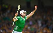 11 June 2023; Aaron Gillane of Limerick celebrates after scoring his side's first goal during the Munster GAA Hurling Championship Final match between Clare and Limerick at TUS Gaelic Grounds in Limerick. Photo by Eóin Noonan/Sportsfile
