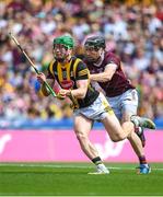 11 June 2023; Martin Keoghan of Kilkenny in action against Gearóid McInerney of Galway during the Leinster GAA Hurling Senior Championship Final match between Kilkenny and Galway at Croke Park in Dublin. Photo by Stephen Marken/Sportsfile