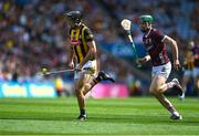 11 June 2023; Tom Phelan of Kilkenny in action against Cathal Mannion of Galway during the Leinster GAA Hurling Senior Championship Finalmatch between Kilkenny and Galway at Croke Park in Dublin. Photo by Stephen Marken/Sportsfile