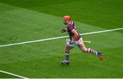 11 June 2023; Conor Whelan of Galway celebrates after scoring his side's first goal during the Leinster GAA Hurling Senior Championship Final match between Kilkenny and Galway at Croke Park in Dublin. Photo by Seb Daly/Sportsfile
