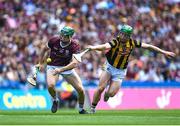 11 June 2023; Cathal Mannion of Galway in action against Martin Keoghan of Kilkenny during the Leinster GAA Hurling Senior Championship Final match between Kilkenny and Galway at Croke Park in Dublin. Photo by Stephen Marken/Sportsfile