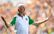 11 June 2023; Limerick manager John Kiely during the Munster GAA Hurling Championship Final match between Clare and Limerick at TUS Gaelic Grounds in Limerick. Photo by Eóin Noonan/Sportsfile