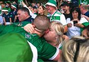 11 June 2023; Peter Casey of Limerick celebrates with his mother Helen after the Munster GAA Hurling Championship Final match between Clare and Limerick at TUS Gaelic Grounds in Limerick. Photo by Daire Brennan/Sportsfile