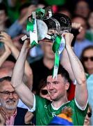 11 June 2023; Declan Hannon of Limerick lifting the cup after the Munster GAA Hurling Championship Final match between Clare and Limerick at TUS Gaelic Grounds in Limerick. Photo by Eóin Noonan/Sportsfile