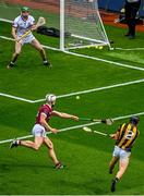 11 June 2023; Mikey Butler of Kilkenny, bottom right, scores his side's third goal during the Leinster GAA Hurling Senior Championship Final match between Kilkenny and Galway at Croke Park in Dublin. Photo by Seb Daly/Sportsfile