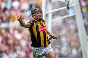 11 June 2023; Mikey Butler of Kilkenny celebrates after scoring his side's third goal during the Leinster GAA Hurling Senior Championship Final match between Kilkenny and Galway at Croke Park in Dublin. Photo by Harry Murphy/Sportsfile
