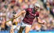 11 June 2023; Jason Flynn of Galway celebrates after scoring his side's second goal during the Leinster GAA Hurling Senior Championship Final match between Kilkenny and Galway at Croke Park in Dublin. Photo by Stephen Marken/Sportsfile