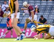 11 June 2023; Jason Flynn of Galway celebrates after scoring his side's second goal during the Leinster GAA Hurling Senior Championship Final match between Kilkenny and Galway at Croke Park in Dublin. Photo by Piaras Ó Mídheach/Sportsfile