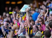 11 June 2023; Kilkenny captain Eoin Cody lifts the Bob O'Keeffe Cup after his side's victory in the Leinster GAA Hurling GAA Championship Final match between Kilkenny and Galway at Croke Park in Dublin. Photo by Piaras Ó Mídheach/Sportsfile