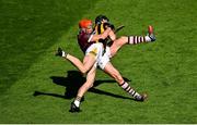 11 June 2023; David Blanchfield of Kilkenny is tackled by Conor Whelan of Galway during the Leinster GAA Hurling Senior Championship Final match between Kilkenny and Galway at Croke Park in Dublin. Photo by Seb Daly/Sportsfile