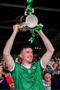 11 June 2023; Limerick captain Declan Hannon lifts the Mick Mackey Cup after during the Munster GAA Hurling Championship Final match between Clare and Limerick at TUS Gaelic Grounds in Limerick. Photo by Ray McManus/Sportsfile
