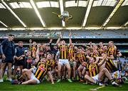11 June 2023; Kilkenny captain Eoin Cody and teammates celebrates with the Bob O'Keeffe Cup after their side's victory in the Leinster GAA Hurling Senior Championship Final match between Kilkenny and Galway at Croke Park in Dublin. Photo by Harry Murphy/Sportsfile
