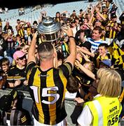 11 June 2023; Eoin Cody of Kilkenny celebrates with the Bob O'Keeffe Cup after his side's victory in the Leinster GAA Hurling Senior Championship Final match between Kilkenny and Galway at Croke Park in Dublin. Photo by Harry Murphy/Sportsfile