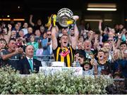 11 June 2023; Kilkenny captain Eoin Cody lifts the Bob O'Keeffe Cup after his side's victory in theLeinster GAA Hurling Senior Championship Final match between Kilkenny and Galway at Croke Park in Dublin. Photo by Stephen Marken/Sportsfile