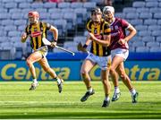 11 June 2023; Cillian Buckley of Kilkenny celebrates after scoring his side's fourth goal in injury-time of the second half during the Leinster GAA Hurling Senior Championship Final match between Kilkenny and Galway at Croke Park in Dublin.  Photo by Piaras Ó Mídheach/Sportsfile