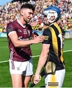 11 June 2023; Jason Flynn of Galway and TJ Reid of Kilkenny in conversation after the Leinster GAA Hurling Senior Championship Final match between Kilkenny and Galway at Croke Park in Dublin. Photo by Stephen Marken/Sportsfile