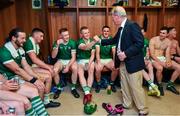 11 June 2023; Businessman JP McManus and Peter Casey of Limerick celebrate after the Munster GAA Hurling Championship Final match between Clare and Limerick at TUS Gaelic Grounds in Limerick. Photo by Ray McManus/Sportsfile