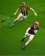 11 June 2023; Tom Monaghan of Galway in action against Conor Fogarty of Kilkenny during the Leinster GAA Hurling Senior Championship Final match between Kilkenny and Galway at Croke Park in Dublin. Photo by Seb Daly/Sportsfile