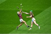 11 June 2023; Daithí Burke of Galway in action against Martin Keoghan of Kilkenny during the Leinster GAA Hurling Senior Championship Final match between Kilkenny and Galway at Croke Park in Dublin. Photo by Seb Daly/Sportsfile