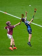 12 June 2023; Shane O'Brien from Scoil Thomáis, Laurel Lodge in action against Ben Cunningham from Holy Family SNS, Swords during the Corn Sean O Rinn Final at the Allianz Cumann na mBunscol Finals at Croke Park. Photo by David Fitzgerald/Sportsfile