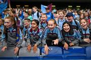 12 June 2023; Scoil Mhuire NS, Woodview, supporters celebrate after the Corn INTO Final match against St Columbas NS, Glasnevin at the Allianz Cumann na mBunscol Finals at Croke Park. Photo by David Fitzgerald/Sportsfile