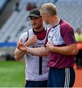 11 June 2023; Galway manager Henry Shefflin and David Burke during the Leinster GAA Hurling Senior Championship Final match between Kilkenny and Galway at Croke Park in Dublin. Photo by Harry Murphy/Sportsfile