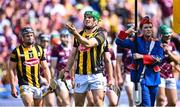 11 June 2023; Kilkenny captain Eoin Cody uses blades of grass to test the wind in the pre-match parade before the Leinster GAA Hurling Senior Championship Final match between Kilkenny and Galway at Croke Park in Dublin.  Photo by Piaras Ó Mídheach/Sportsfile