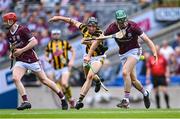 11 June 2023; Cathal Mannion of Galway in action against Tom Phelan of Kilkenny during the Leinster GAA Hurling Senior Championship Final match between Kilkenny and Galway at Croke Park in Dublin.  Photo by Piaras Ó Mídheach/Sportsfile