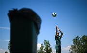13 June 2023; Troy Parrott plays basketball with a bin after a Republic of Ireland training session at Calista Sports Centre in Antalya, Turkey. Photo by Stephen McCarthy/Sportsfile