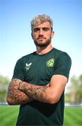 13 June 2023; Troy Parrott poses for a portrait during a Republic of Ireland media session at Calista Sports Centre in Antalya, Turkey. Photo by Stephen McCarthy/Sportsfile