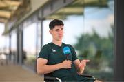 13 June 2023; Callum O’Dowda speaks to RTÉ during a Republic of Ireland media session at Calista Sports Centre in Antalya, Turkey. Photo by Stephen McCarthy/Sportsfile