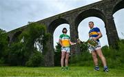13 June 2023; At the 2023 GAA Hurling All-Ireland Series national launch at Kilmacthomas Viaduct in Waterford are, Ben Conneely of Offaly, left, and Noel McGrath of Tipperary. Photo by Brendan Moran/Sportsfile