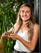 13 June 2023; Antrim’s Orlaith Prenter is pictured with The Croke Park/LGFA Player of the Month award for May 2023, at the Croke Park in Jones Road, Dublin. Orlaith was in brilliant form for Antrim during the month of May, as the Saffrons captured a very first TG4 Ulster Intermediate title. Six points against Monaghan in the round-robin phase booked a place in the Final for Antrim, as Orlaith scored 1-8 against Tyrone to help secure the provincial silverware. Photo by Sam Barnes/Sportsfile