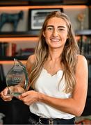 13 June 2023; Antrim’s Orlaith Prenter is pictured with The Croke Park/LGFA Player of the Month award for May 2023, at the Croke Park in Jones Road, Dublin. Orlaith was in brilliant form for Antrim during the month of May, as the Saffrons captured a very first TG4 Ulster Intermediate title. Six points against Monaghan in the round-robin phase booked a place in the Final for Antrim, as Orlaith scored 1-8 against Tyrone to help secure the provincial silverware. Photo by Sam Barnes/Sportsfile