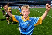 13 June 2023; Fionn O'Brien of St Mary's BNS Rathfarnham celebrates after his side's victory over St Laurence's BNS Kilmacud in the Corn Herald Final at the Allianz Cumann na mBunscol Finals at Croke Park. Photo by Piaras Ó Mídheach/Sportsfile