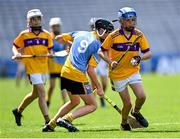13 June 2023; Stephen Byrne of St Laurence's BNS Kilmacud in action against Finn McEntee of St Mary's BNS Rathfarnham, 9, during the Corn Herald Final at the Allianz Cumann na mBunscol Finals at Croke Park. Photo by Piaras Ó Mídheach/Sportsfile