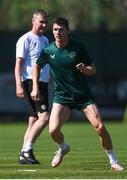 14 June 2023; Darragh Lenihan and manager Stephen Kenny during a Republic of Ireland training session at Calista Sports Centre in Antalya, Turkey. Photo by Stephen McCarthy/Sportsfile
