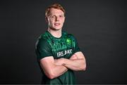 14 June 2023; Rugby 7's player Gavin Mullin poses for a portrait during the European Games team day for Team Ireland – Krakow 2023 at the Crowne Plaza Hotel in Blanchardstown, Dublin. Photo by Harry Murphy/Sportsfile