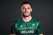 14 June 2023; Rugby 7's player Andrew Smith poses for a portrait during the European Games team day for Team Ireland – Krakow 2023 at the Crowne Plaza Hotel in Blanchardstown, Dublin. Photo by Harry Murphy/Sportsfile