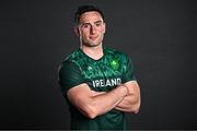 14 June 2023; Rugby 7's player Billy Dardis poses for a portrait during the European Games team day for Team Ireland – Krakow 2023 at the Crowne Plaza Hotel in Blanchardstown, Dublin. Photo by Harry Murphy/Sportsfile