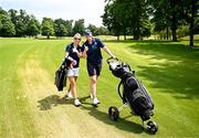 16 June 2023; Olympian Nicci Daly, left, with RTE Sport presenter Jacqui Hurley during the Team Ireland Make a Difference Golf Day at The K Club in Straffan, Kildare. Photo by Eóin Noonan/Sportsfile