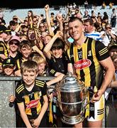 11 June 2023; Eoin Cody of Kilkenny with the Bob O'Keeffe Cup and supporters after the Leinster GAA Hurling Senior Championship Final match between Kilkenny and Galway at Croke Park in Dublin. Photo by Harry Murphy/Sportsfile