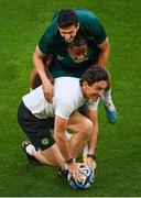 15 June 2023; Jamie McGrath, top, Michael Obafemi, centre, and coach Keith Andrews during a Republic of Ireland training session at the OPAP Arena in Athens, Greece. Photo by Seb Daly/Sportsfile