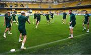 15 June 2023; Republic of Ireland players, including Troy Parrott, left, Mark Sykes, centre, and Matt Doherty, right, during a Republic of Ireland training session at the OPAP Arena in Athens, Greece. Photo by Stephen McCarthy/Sportsfile