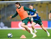 15 June 2023; Jeff Hendrick, left, and Mark Sykes during a Republic of Ireland training session at the OPAP Arena in Athens, Greece. Photo by Stephen McCarthy/Sportsfile