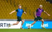 15 June 2023; Liam Scales, left, and Troy Parrott during a Republic of Ireland training session at the OPAP Arena in Athens, Greece. Photo by Stephen McCarthy/Sportsfile