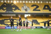 16 June 2023; Republic of Ireland players James McClean, left, and Nathan Collins on the pitch before the UEFA EURO 2024 Championship qualifying group B match between Greece and Republic of Ireland at the OPAP Arena in Athens, Greece. Photo by Stephen McCarthy/Sportsfile